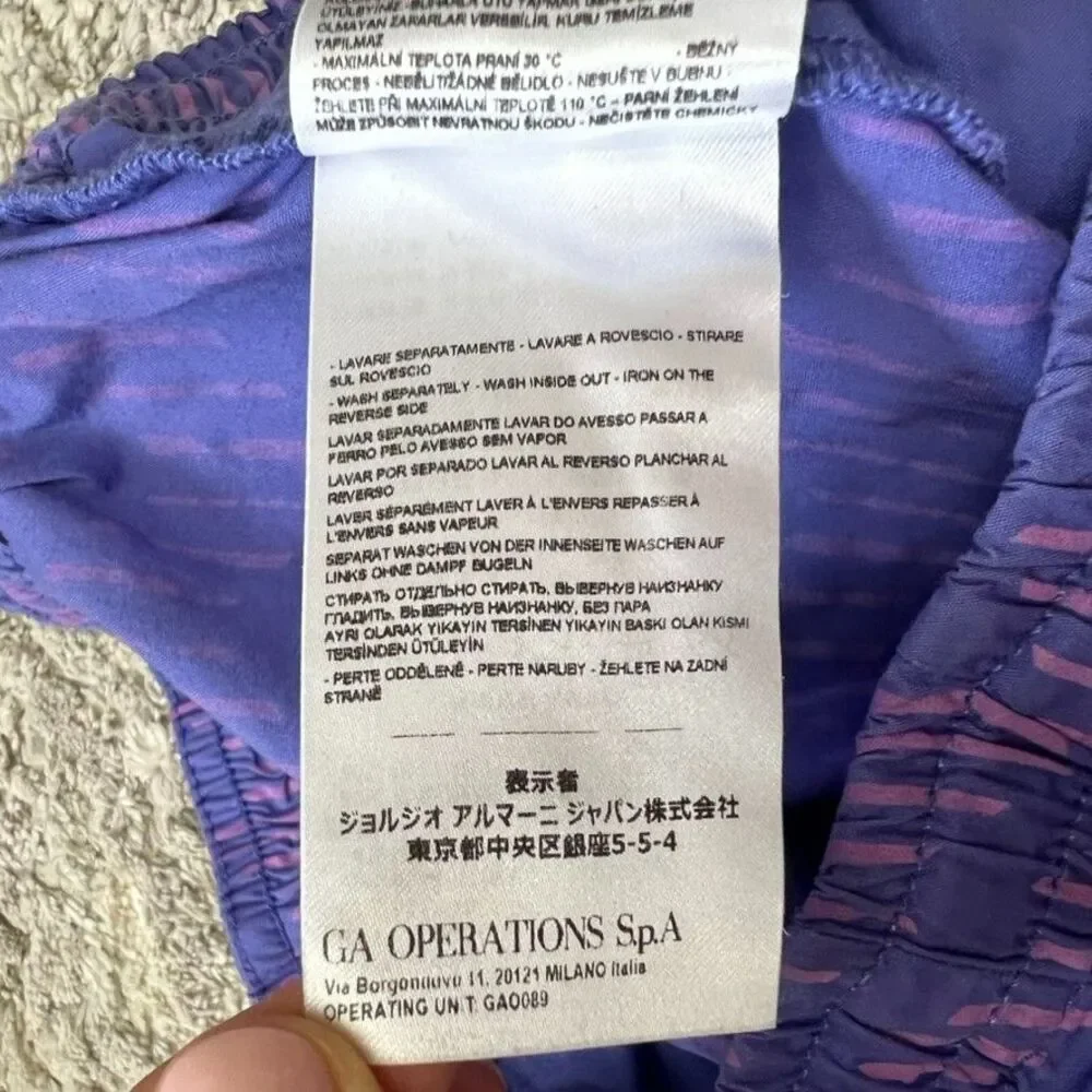 Armani Exchange Elastic Waist Blue Purple Zig-Zag Print Shorts Mens 30